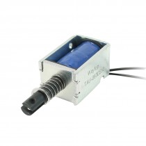DC 24V 1A 0.08kg 10mm Stroke Open Frame Solenoid Electromagnet w Spring Plunger