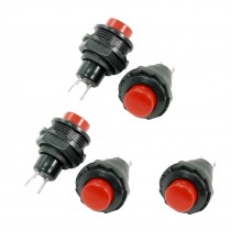 5 Pcs AC 125V 3A 250V 1.5A SPST On/Off Momentary Red Push Button Switch