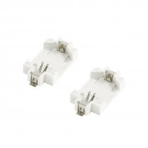 2 x Off White Plastic Button Coin Cell Battery Socket Holder for CR2032