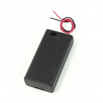 Black Red Cable Plastic 2 x 1.5V AA Batteries Case Box Holder