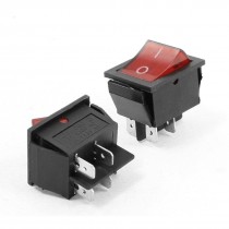 Red Neon Light DPST ON/OFF Snap in Rocker Switch AC 10A 250V/20A 125V 2 Pcs