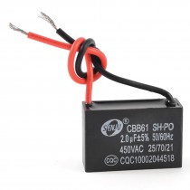 Black Polypropylene Film Coated Motor Run Capacitor 2uF AC 450V CBB61