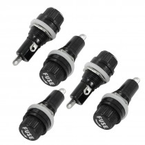 5 Pieces Panel Mounting 5 x 20mm Fuse Holder w Locking Nut Black