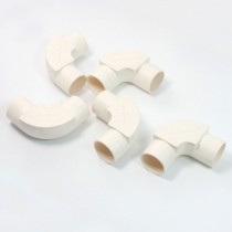 5 Pcs 25mm Inner Dia. 90 Degree Elbow White PVC Pipe Connectors w Cover