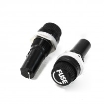 2 Pcs Panel Mounting 6 x 30mm Fuse Holder w Locking Nut Black