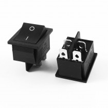 2 Pcs Black Plastic Shell AC 16A/250V 20A/125V 4 Pin DPST On/Off Rocker Switch