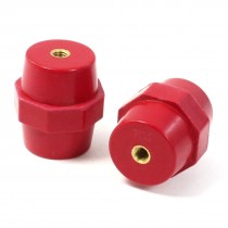6mm Threaded Red Bus Bar Support Insulation Insulator 38mm Height 2 Pcs