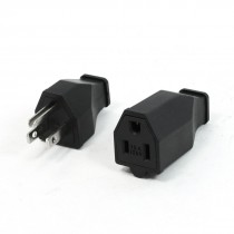 Pair 3 Pin US Plug Insulating Shell Cable Connecting Head 15A 125V w Socket