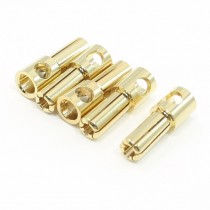 5 Pcs Gold Tone Plated 5mm Inside Dia Male Banana Plug Bullet Connector
