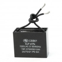 6uF Two-wire Non Polar Cuboid CBB61 Motor Start Run Capacitor AC 500V