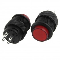 2 Pcs 4 Pin 3V LED Light RED Cap OFF(ON) N/O NO Self-locking Push Button Switch