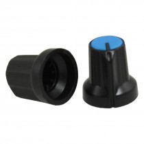 5 Pcs Knurled Grip 6mm Shaft Hole Dia Potentiometer Knobs Black Blue