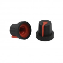 5 x Rubber Coated Plastic Knurled Grip Potentiometer Knobs Black Red