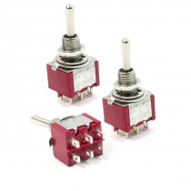 3 Pcs DPDT ON/ON 3 Position Locking Toggle Switch 2A/250VAC 5A/120VAC