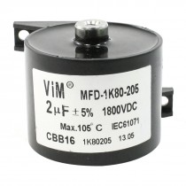 Black Plastic Housing CBB16 2uF 1800VDC Motor Run Capacitor