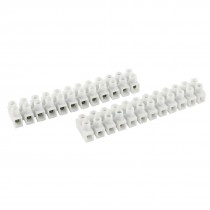 2 Pcs White Plastic Housing Double Row 12 Way Screw Terminal Block 450V 1.5A
