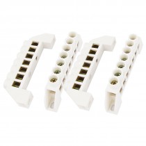 4 Pcs 7 Holes Zero Line Row Copper Tone Screw Terminal Block White