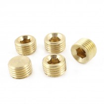5 Pcs Brass Internal Hex Head Socket 1/4" PT Threaded Pipe Plug Fitting
