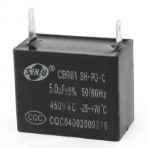 CBB61 5uF AC 450V 2-Pin Rectangle Motor Capacitor 50/60Hz