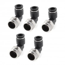 Right Angle 3 8" PT Male Thread to 8mm Hole Pneumatic Quick Fitting 5 Pcs