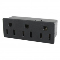 3-Way AC 125V 15A Panel Mount US Outlet Power Socket Black