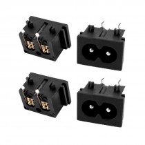 4pcs AC 250V 2.5A Panel Mount IEC320 C8 Power Inlet Socket Soldering 2 Terminal