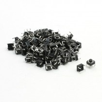 100 Pcs DIP Through Hole Mount 4 Pin Momentary Tactile Tact Switch 6x6x5mm
