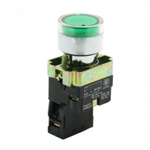 Green Indicator Lamp N/O SPST Button Switch 4 Screw Terminal 600V 10A