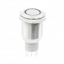 12V Blue Light LED Lamp 16mm Thread Mount 5 Pin Stainless Steel Button Switch
