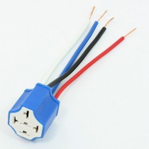 Auto Blue Rubber Coated 4 Wires Light Lamp 4-Pin Ceramic Socket 5 Pcs
