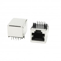 Right Angle Pins 8P8C RJ45 Shielded Modular Jacks Female Connectors 2 Pcs