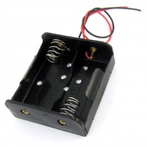 Spring Clip Black Plastic 2 x 1.5V C Batteries Battery Holder Box