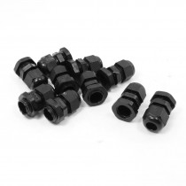 10 Pcs PG9 Black Plastic 4mm-8mm Diameter Cable Glands Connectors