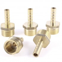 5 Pcs 1 2"PT Male Thread to 8mm Hose Barb Brass Straight Coupling Fitting