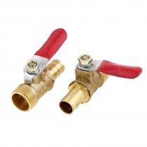 2pcs 3/8" Male Thread to 27/64" Barb Fitting Lever Handle Ball Valve