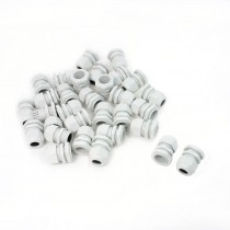 White Plastic Waterproof Cable Glands Joints Connectors PG13.5 30Pcs