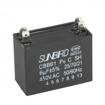 CBB61 AC450V 6uF Rectangle Shaped Air Conditioner Wall Fan Motor Run Capacitor