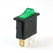 AC 250V/16A 125V/20A 3 Pins SPST I/O Green Light Snap in Boat Rocker Switch