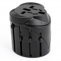 EU UK US AU Plug 100-240VAC All-in-one Adapter Travel Universal Socket Black