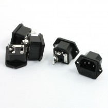5pcs IEC 320 C14 Male Plug Inlet Panel Socket Connector 10A 250V w Fuse Holder