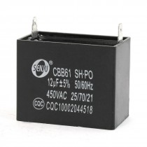 AC 450V 12uF 2 Pins Air Conditioner Motor Capacitor Black CBB61