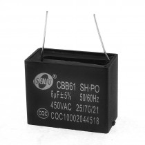 Black 450V 6uF 2-pin Rectangle Air Conditioner Washing Machine Capacitor CBB61