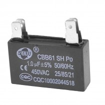 CBB61 AC 450V 1uF 4 Pins Air Conditioner Motor Capacitor Black