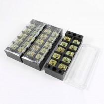 3 Pcs 600V 45A 5 Positions 5P 2 Rows Covered Barrier Screw Terminal Block Strip