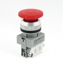 AC 380V 3A 2-Terminal SPST Momentary Red Mushroom Head Push Button Switch