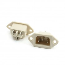 2 Pcs Cooker Part IEC320 C14 Inlet 3 Terminal Beige Power Socket AC 250V 10A