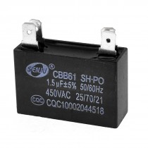 CBB61 AC 450V 1.5uF 4 Pin Air Conditioner Motor Capacitor Black