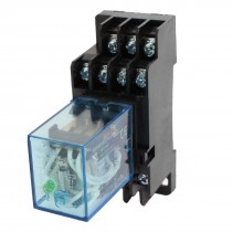 MY4J 24V DC Coil 4PDT 14 Pins Electromagnetic Power Relay w Base