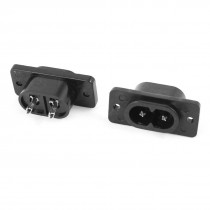 6 Pcs IEC320 C8 Inlet Black 2-Terminal Power Plug Socket AC 250V 2.5A Black