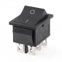 Black Plastic 6 Pin DPDT Button On/Off Rocker Switch AC 250V/15A 125V/20A